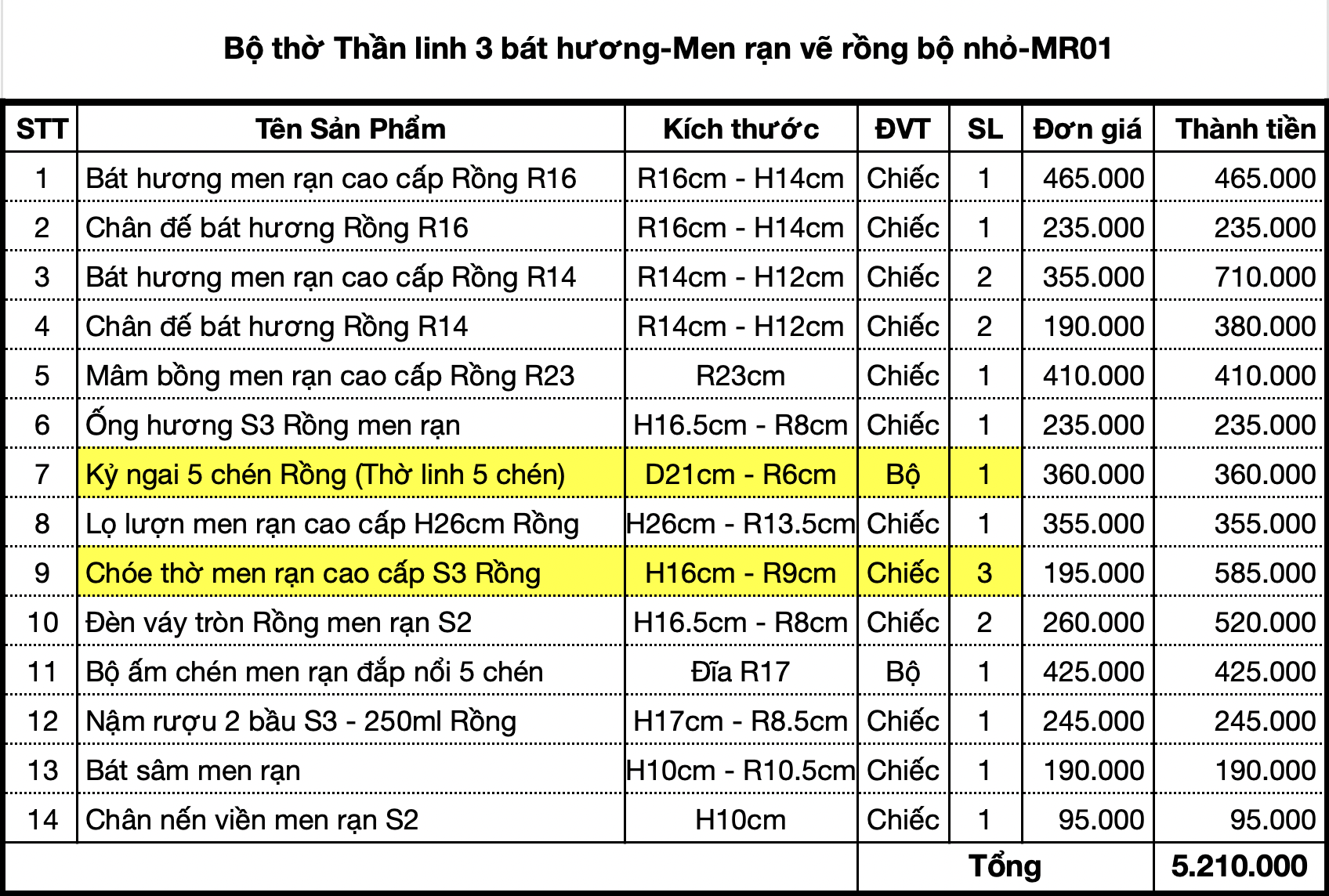 Bộ đồ thờ Gia tiên-Thần linh hoạ tiết Rồng Bát Tràng men rạn đắp nổi cao cấp- ban lớn - MR01