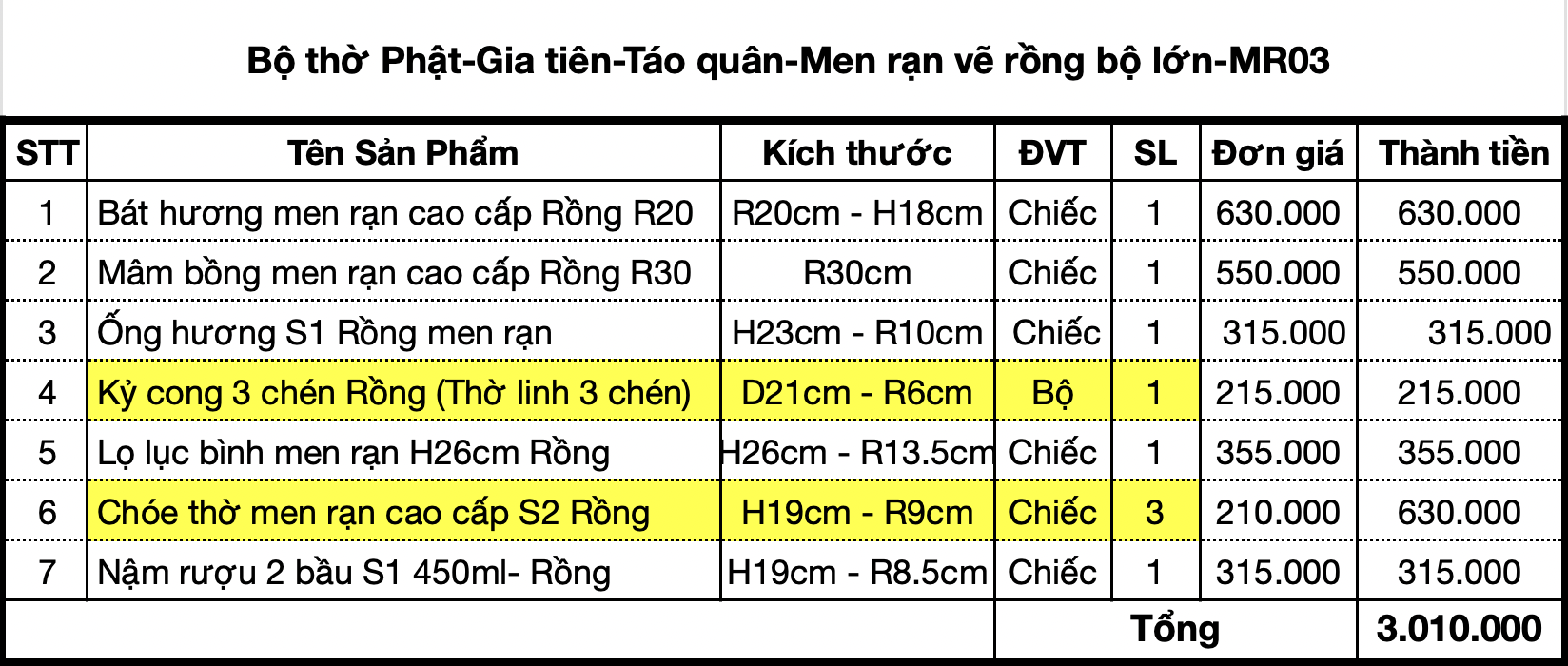 Bộ thờ Thần linh-Gia tiên hoạ tiết Rồng men rạn Bát Tràng cao cấp - Ban lớn-MR03